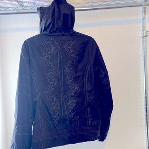 Prana jacket sized XL black with hood and fleece lining
